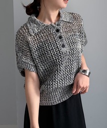 セール】Leopard print zip-up knit sweater / レオパード柄ジップ