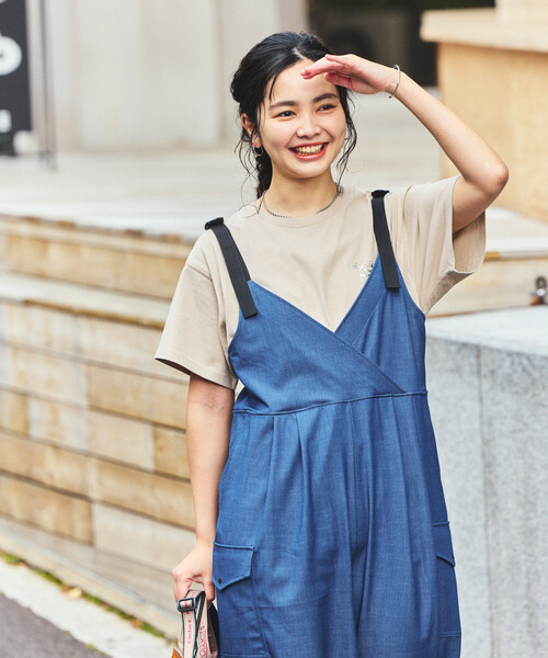 FREAK'S STORE(フリークスストア)の「THOUSAND MILE × FREAK'S STORE/サウザンドマイル 別注 UVカット デニムライクワイド サロペット(サロペット/オーバーオール・レディース・ネイビー・フリ-)」の12枚目の写真