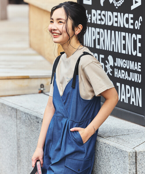 FREAK'S STORE(フリークスストア)の「THOUSAND MILE × FREAK'S STORE/サウザンドマイル 別注 UVカット デニムライクワイド サロペット(サロペット/オーバーオール・レディース・ネイビー・フリ-)」の13枚目の写真