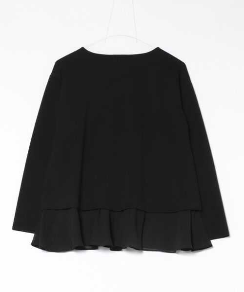 Jines（ジネス）の「綺麗見えジャージーヘムフリルトップス（Tシャツ/カットソー・レディース・ブラック/ホワイト・38）」の3枚目の写真