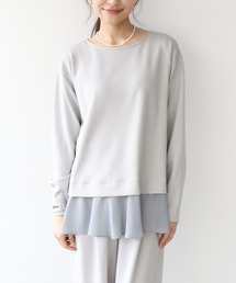 綺麗見えジャージーヘムフリルトップス