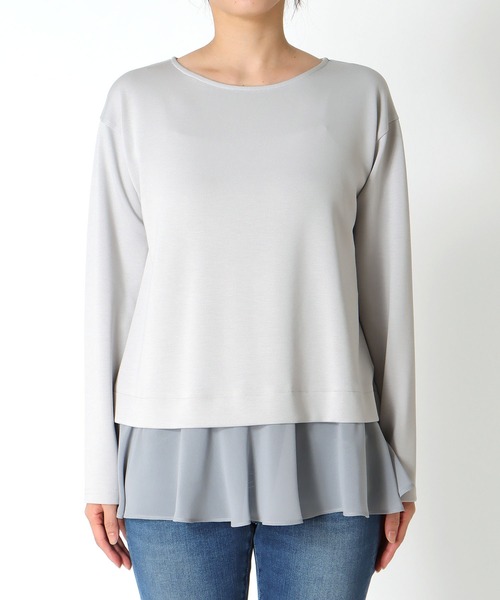 Jines（ジネス）の「綺麗見えジャージーヘムフリルトップス（Tシャツ/カットソー・レディース・ブラック/ホワイト・38）」の9枚目の写真