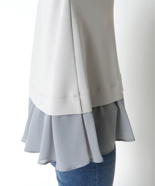 Jines（ジネス）の「綺麗見えジャージーヘムフリルトップス（Tシャツ/カットソー・レディース・ブラック/ホワイト・38）」の14枚目の写真