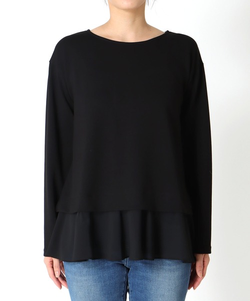 Jines（ジネス）の「綺麗見えジャージーヘムフリルトップス（Tシャツ/カットソー・レディース・ブラック/ホワイト・38）」の16枚目の写真