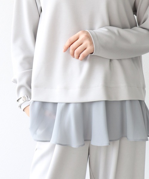 Jines（ジネス）の「綺麗見えジャージーヘムフリルトップス（Tシャツ/カットソー・レディース・ブラック/ホワイト・38）」の8枚目の写真