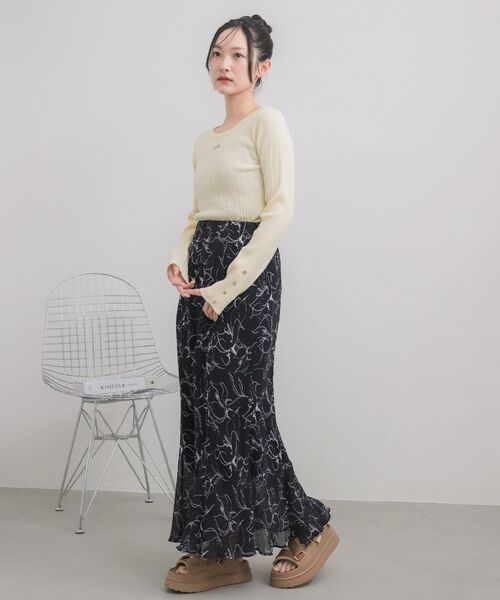 RETRO GIRL（レトロガール）の「クルーネックリブニット（ニット/セーター・レディース・ライトグレー/ナチュラル/イエロー・FREE）」の22枚目の写真