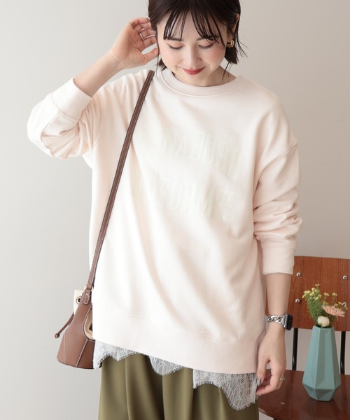 AMERICAN HOLIC（アメリカンホリック）の「カレッジロゴ裏毛スウェット（スウェット・レディース・ピンク/グリーン/ライトグレー/ダークネイビー・FREE）」の4枚目の写真