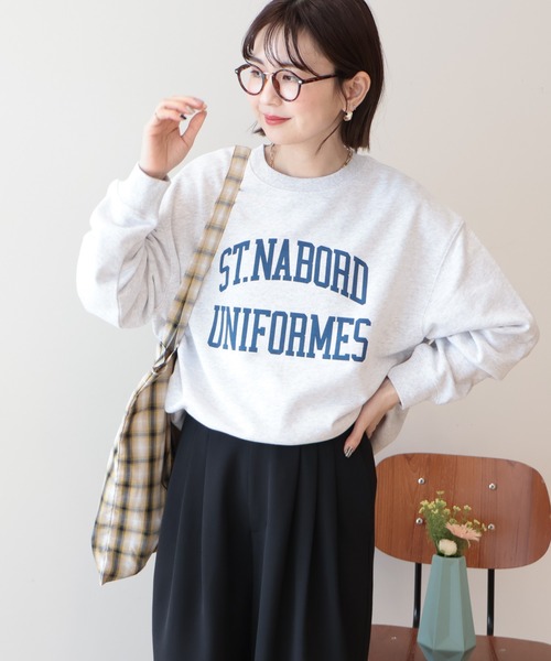 AMERICAN HOLIC（アメリカンホリック）の「カレッジロゴ裏毛スウェット（スウェット・レディース・ピンク/グリーン/ライトグレー/ダークネイビー・FREE）」の15枚目の写真