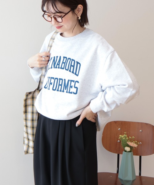 AMERICAN HOLIC（アメリカンホリック）の「カレッジロゴ裏毛スウェット（スウェット・レディース・ピンク/グリーン/ライトグレー/ダークネイビー・FREE）」の16枚目の写真