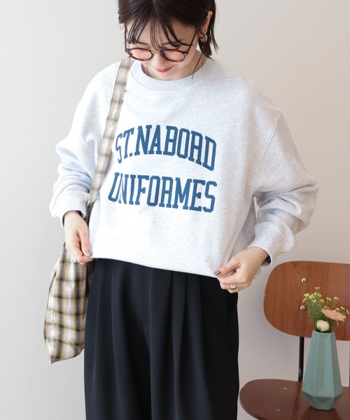 AMERICAN HOLIC（アメリカンホリック）の「カレッジロゴ裏毛スウェット（スウェット・レディース・ピンク/グリーン/ライトグレー/ダークネイビー・FREE）」の17枚目の写真