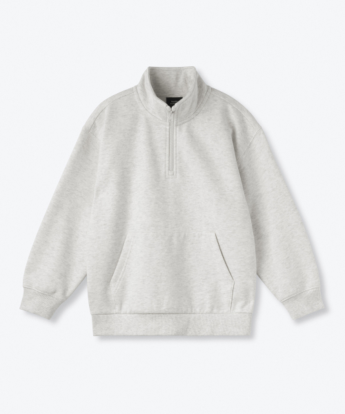 MUSINSA STANDARD KIDS（ムシンサスタンダードキッズ）の「起毛オーバーサイズハーフジップスウェットシャツ[オートミール]（スウェット・レディース・その他・100/110/120/130/140/150/160）」の2枚目の写真