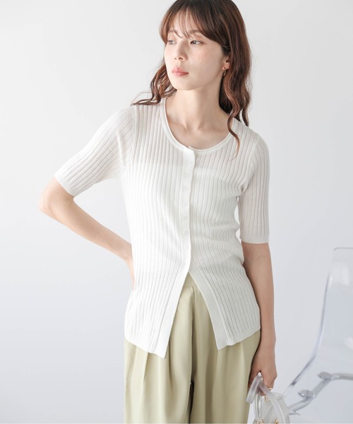 AMELY（エミリー）の「スリットリブニットカーディガン/冷房対策/UV対策（カーディガン/ボレロ・レディース・ブラック/グレー/レッド/ライトグレー/ピンク/ホワイト/モカ/イエロー/ブラック系その他/ホワイト系その他/ライトグレー系/レッド系その他/グレー系その他/ブラウン系その他/イエロー系その他/ピンク系その他・フリー）」の19枚目の写真