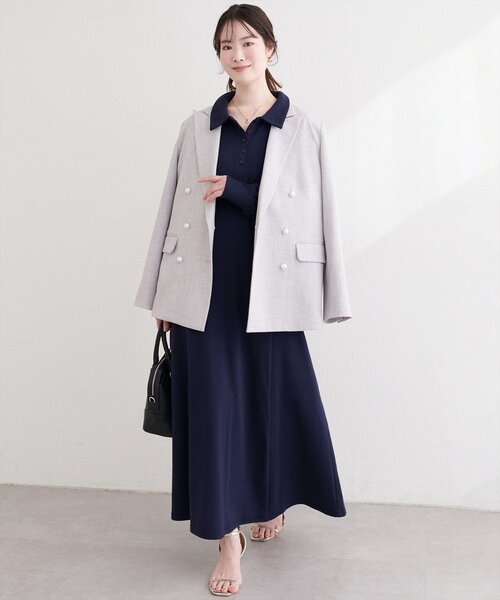 natural couture(ナチュラルクチュール)の「フレアポロカットソーワンピース(ワンピース・レディース・ピンクベージュ/ネイビー/チャコールグレー/グレー・FREE)」の9枚目の写真