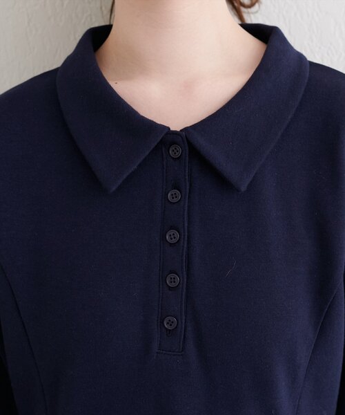natural couture(ナチュラルクチュール)の「フレアポロカットソーワンピース(ワンピース・レディース・ピンクベージュ/ネイビー/チャコールグレー/グレー・FREE)」の13枚目の写真