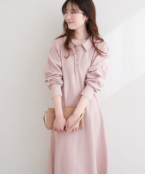 natural couture(ナチュラルクチュール)の「フレアポロカットソーワンピース(ワンピース・レディース・ピンクベージュ/ネイビー/チャコールグレー/グレー・FREE)」の16枚目の写真
