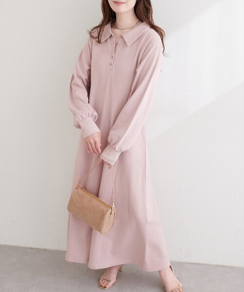 natural couture(ナチュラルクチュール)の「フレアポロカットソーワンピース(ワンピース・レディース・ピンクベージュ/ネイビー/チャコールグレー/グレー・FREE)」の17枚目の写真