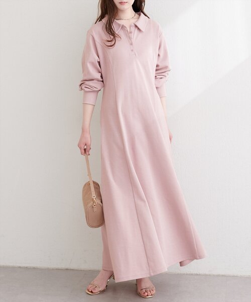 natural couture(ナチュラルクチュール)の「フレアポロカットソーワンピース(ワンピース・レディース・ピンクベージュ/ネイビー/チャコールグレー/グレー・FREE)」の18枚目の写真