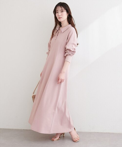 natural couture(ナチュラルクチュール)の「フレアポロカットソーワンピース(ワンピース・レディース・ピンクベージュ/ネイビー/チャコールグレー/グレー・FREE)」の19枚目の写真