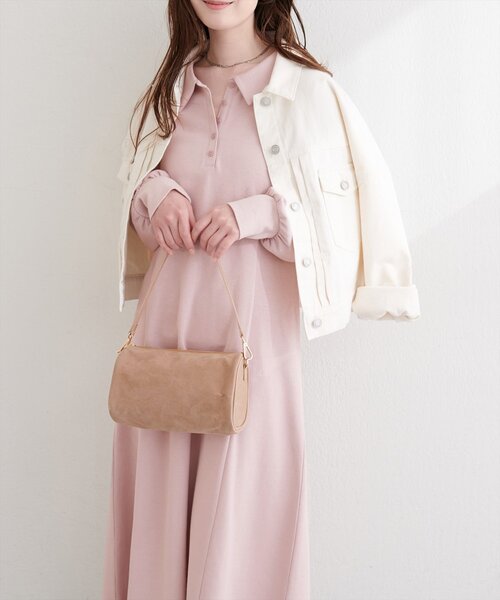 natural couture(ナチュラルクチュール)の「フレアポロカットソーワンピース(ワンピース・レディース・ピンクベージュ/ネイビー/チャコールグレー/グレー・FREE)」の20枚目の写真