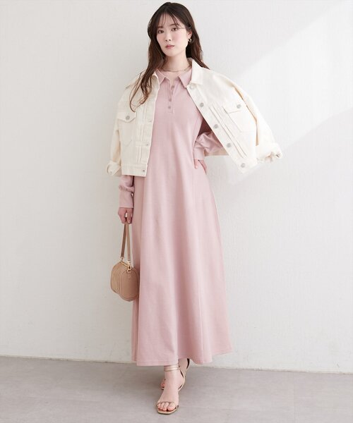 natural couture(ナチュラルクチュール)の「フレアポロカットソーワンピース(ワンピース・レディース・ピンクベージュ/ネイビー/チャコールグレー/グレー・FREE)」の21枚目の写真