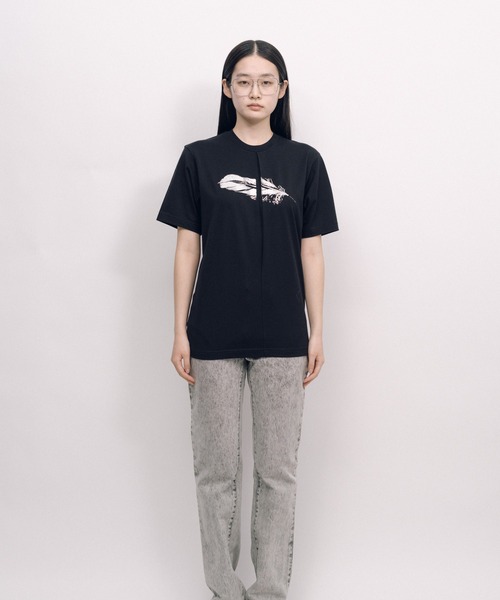 KEISUKEYOSHIDA(ケイスケヨシダ)の「Back Lining T-shirt(Tシャツ/カットソー・レディース・ブラック/ホワイト・M/L)」の2枚目の写真