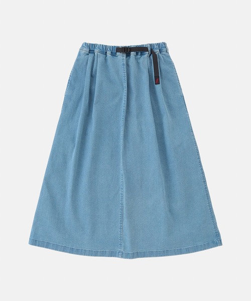 Gramicci（グラミチ）の「STRETCH DENIM LONG FLARE SKIRT｜ストレッチデニムロングフレアスカート（デニムスカート・レディース・ワンウォッシュ/ライトインディゴブルー/ダークインディゴブルー・XL/M/L/S）」の11枚目の写真