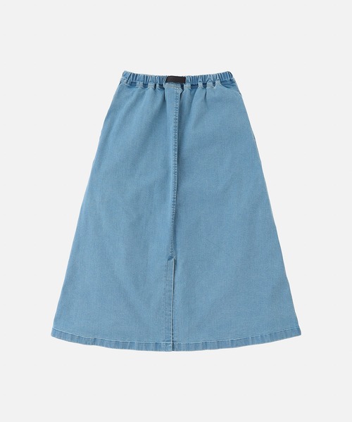Gramicci（グラミチ）の「STRETCH DENIM LONG FLARE SKIRT｜ストレッチデニムロングフレアスカート（デニムスカート・レディース・ワンウォッシュ/ライトインディゴブルー/ダークインディゴブルー・XL/M/L/S）」の12枚目の写真