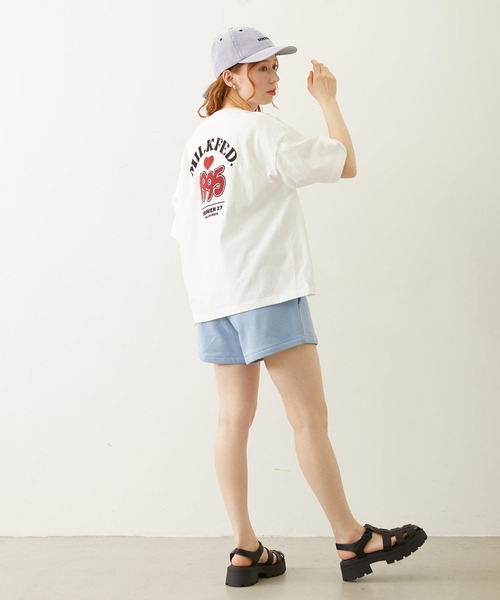 MILKFED.（ミルクフェド）の「RAW EDGE WAIST SWEAT SHORTS（スウェットパンツ・レディース・チャコール/アッシュ/ライトブルー・ONE SIZE）」の7枚目の写真