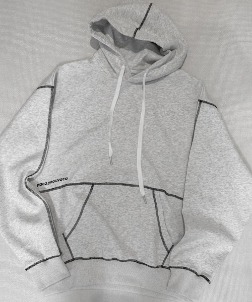 YACA（ヤーカ）の「Out Stitch Sweat Hoodie/アウトステッチスウェットフーディー【unisex item】（パーカー・レディース・アッシュグレー/ブラック・FREE）」の15枚目の写真