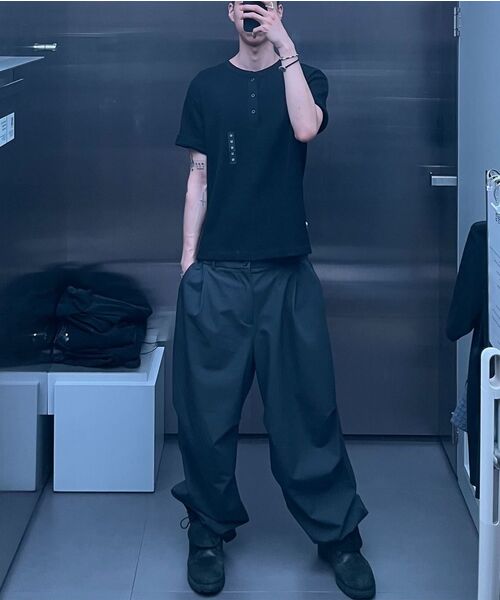 MUSINSA STANDARD（ムシンサスタンダード）の「ワッフルヘンリーネックTシャツ[ブラック]（Tシャツ/カットソー・メンズ・その他・2XL/3XL/SMALL/MEDIUM/LARGE/X-LARGE）」の7枚目の写真