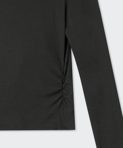 MUSINSA STANDARD WOMAN（ムシンサスタンダードウーマン）の「ウィメンズドレープフードパーカー長袖Tシャツ[ダークグレー]（パーカー・レディース・その他・SMALL/MEDIUM/LARGE/X-SMALL）」の2枚目の写真