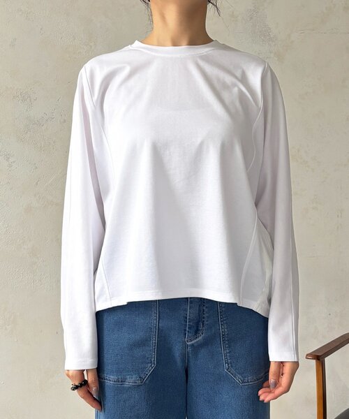 un dix cors（アンディコール）の「ポンチローマバック切り替えプルオーバー（Tシャツ/カットソー・レディース・ブラック/オフホワイト/ネイビー/チャコールグレー・FREE）」の8枚目の写真