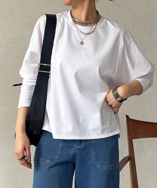 un dix cors（アンディコール）の「ポンチローマバック切り替えプルオーバー（Tシャツ/カットソー・レディース・ブラック/オフホワイト/ネイビー/チャコールグレー・FREE）」の16枚目の写真