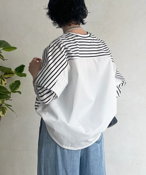 un dix cors（アンディコール）の「ポンチローマバック切り替えプルオーバー（Tシャツ/カットソー・レディース・ブラック/オフホワイト/ネイビー/チャコールグレー・FREE）」の18枚目の写真