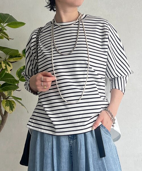 un dix cors（アンディコール）の「ポンチローマバック切り替えプルオーバー（Tシャツ/カットソー・レディース・ブラック/オフホワイト/ネイビー/チャコールグレー・FREE）」の19枚目の写真