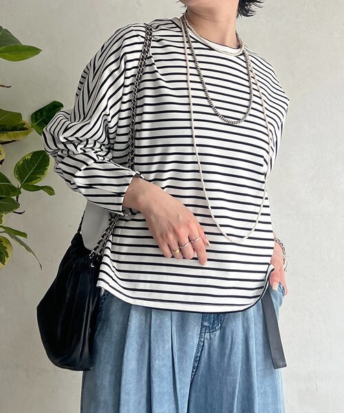 un dix cors（アンディコール）の「ポンチローマバック切り替えプルオーバー（Tシャツ/カットソー・レディース・ブラック/オフホワイト/ネイビー/チャコールグレー・FREE）」の22枚目の写真