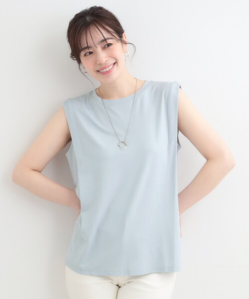 SHOO・LA・RUE(シューラルー)の「【UVカット/接触冷感】とろみタックノースリーブトップス(Tシャツ/カットソー・レディース・ホワイト/ライトイエロー系/ブラック/サックスブルー・01/02/03/04)」の17枚目の写真