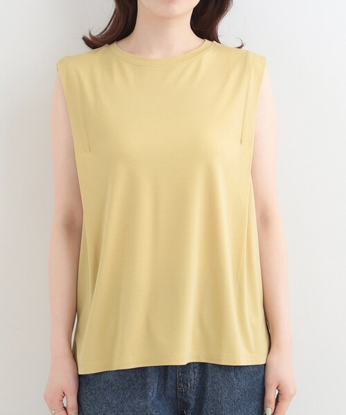 SHOO・LA・RUE(シューラルー)の「【UVカット/接触冷感】とろみタックノースリーブトップス(Tシャツ/カットソー・レディース・ホワイト/ライトイエロー系/ブラック/サックスブルー・01/02/03/04)」の21枚目の写真