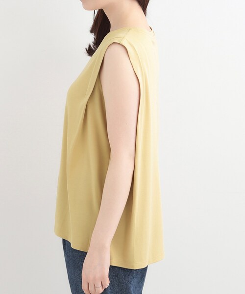 SHOO・LA・RUE(シューラルー)の「【UVカット/接触冷感】とろみタックノースリーブトップス(Tシャツ/カットソー・レディース・ホワイト/ライトイエロー系/ブラック/サックスブルー・01/02/03/04)」の22枚目の写真