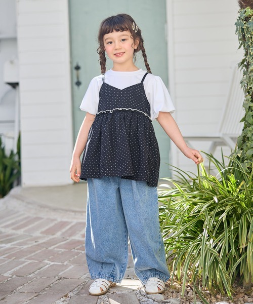 Piet（ピエット）の「ドットビスチェ＆パフスリーブトップス セット（Tシャツ/カットソー・キッズ・ホワイト/ブラック・110/100/130/120）」の12枚目の写真