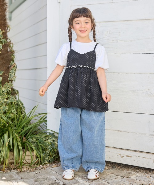 Piet（ピエット）の「ドットビスチェ＆パフスリーブトップス セット（Tシャツ/カットソー・キッズ・ホワイト/ブラック・110/100/130/120）」の3枚目の写真