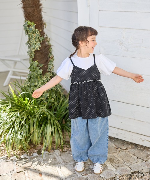 Piet（ピエット）の「ドットビスチェ＆パフスリーブトップス セット（Tシャツ/カットソー・キッズ・ホワイト/ブラック・110/100/130/120）」の4枚目の写真