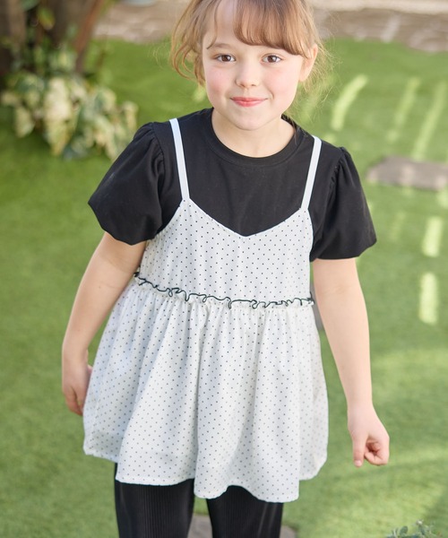 Piet（ピエット）の「ドットビスチェ＆パフスリーブトップス セット（Tシャツ/カットソー・キッズ・ホワイト/ブラック・110/100/130/120）」の9枚目の写真