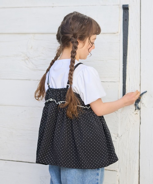 Piet（ピエット）の「ドットビスチェ＆パフスリーブトップス セット（Tシャツ/カットソー・キッズ・ホワイト/ブラック・110/100/130/120）」の5枚目の写真