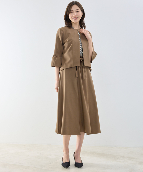 NARACAMICIE（ナラカミーチェ）の「【NARACAMICIE】【セットアップ対応】袖フリルノーカラージャケット（ノーカラージャケット・レディース・ブラウン系/ネイビー/ブラウン・M/XL）」の12枚目の写真