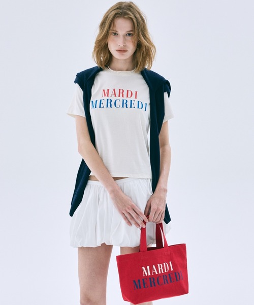 Mardi Mercredi（マルディメクルディ）の「CANVAS TOTE BAG LA TYPO FRANCAISE / キャンバス トート バッグ ラ タイポ フランセーズ（トートバッグ・レディース・クリーム/レッド/ネイビー・FREE）」の9枚目の写真
