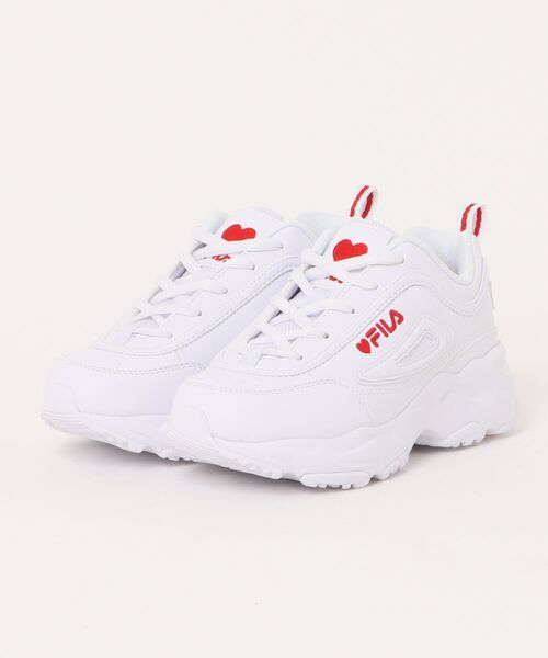 FILA(フィラ)の「FILA フィラ 19-23 DISTRACER HEART KD ディストレーサーハートキッズ FK0102861100 ABC-MART限定 *White/Red(スニーカー・キッズ・ホワイト・23.0cm/22.0cm/21/20/19)」の1枚目の写真