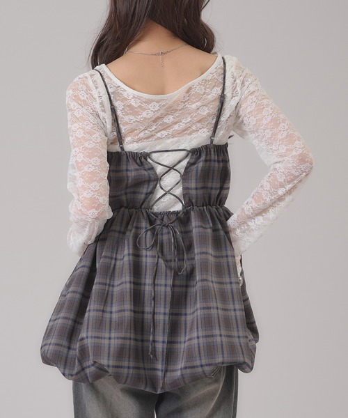 apres jour mignon(アプレジュールミニョン)の「タイ付きレーストップス(Tシャツ/カットソー・レディース・アイボリー/ブラック/オフホワイト・LARGE/フリー)」の18枚目の写真
