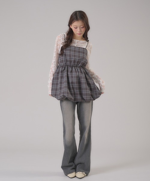apres jour mignon(アプレジュールミニョン)の「タイ付きレーストップス(Tシャツ/カットソー・レディース・アイボリー/ブラック/オフホワイト・LARGE/フリー)」の19枚目の写真