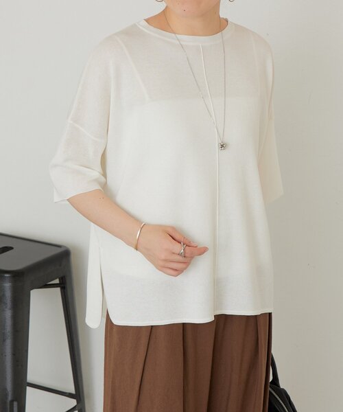 LIVETART（リヴェタート）の「《3/21(土)12：00予約開始》半袖サラットプルオーバー（ニット/セーター・レディース・シルバー/ブラック系その他4/ホワイト・FREE）」の9枚目の写真